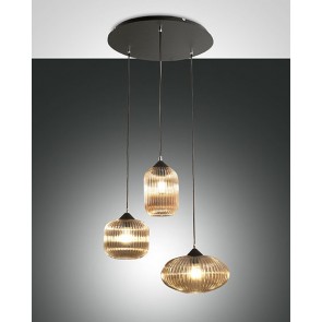 NORDAL Κρεμαστό φωτιστικό Τρίφωτο LA MIA LUCE ( FABAS LUCE ) 3662-47-125 από φυσητό γυαλί - μελί