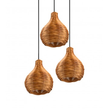 SPROUT Ξύλινο Φωτιστικό Κρεμαστό REALITY LIGHTING R31293336 - Rattan τρίφωτο
