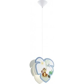 LOUIE κρεμαστό παιδικό φωτιστικό EGLO - άσπρο μπλέ με μαιμουδάκι