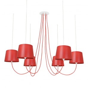 Aeon Πολυέλαιος Κόκκινα Αμπαζούρ - Κόκκινα Καλώδια