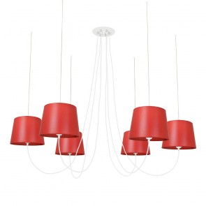 Aeon Πολυέλαιος Κόκκινα Αμπαζούρ - Λευκά Καλώδια