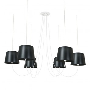 Aeon Πολυέλαιος Μαύρα Αμπαζούρ - Λευκά Καλώδια