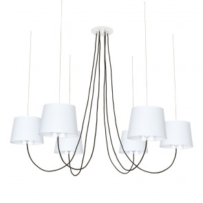 Aeon Πολυέλαιος Λευκά Αμπαζούρ - Μαύρα Καλώδια