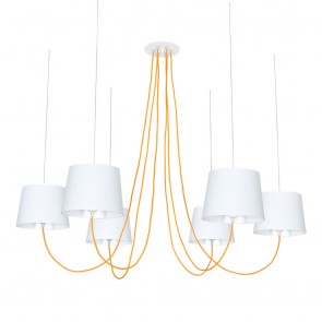 Aeon Πολυέλαιος Λευκά Αμπαζούρ - Πορτοκαλί Καλώδια