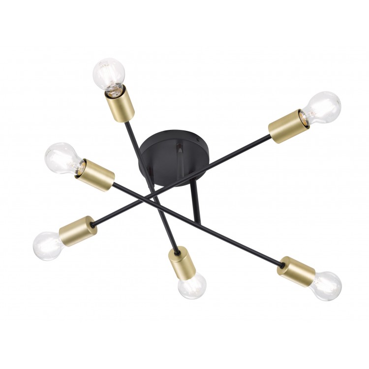 Φωτιστικό Οροφής Trio Lighting Cross Μαύρο Ματ με Χρυσό Ματ 